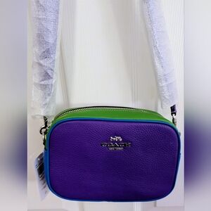 NWT Coach Vibrant Purple and Green Crossbody Bag